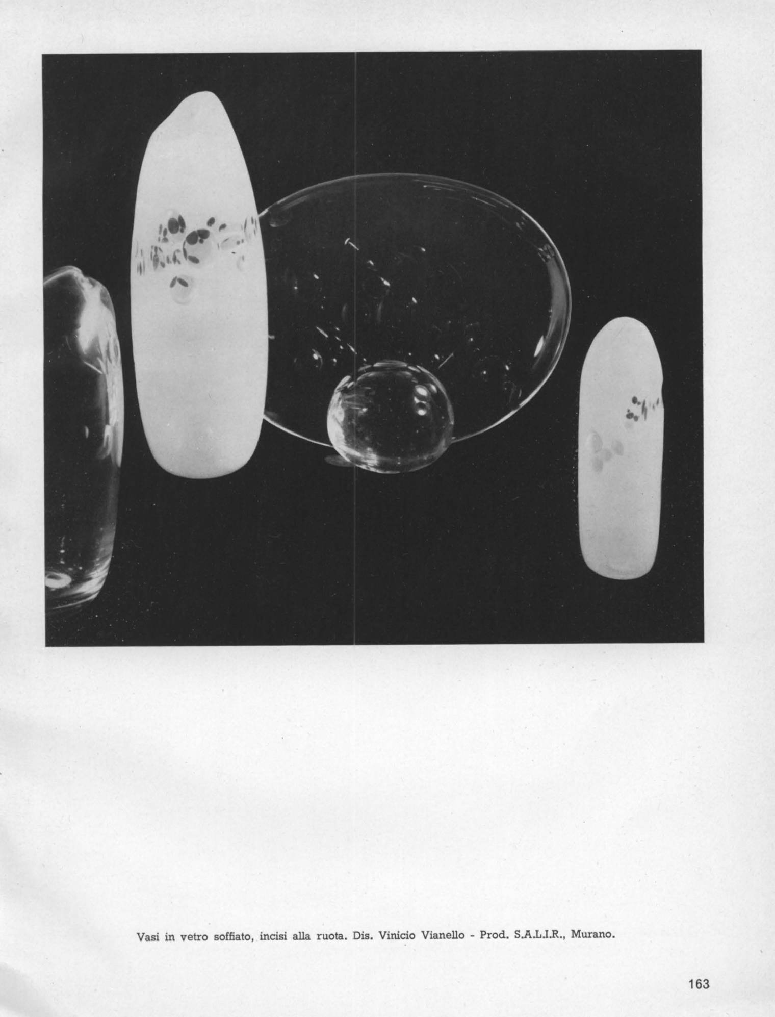 Wheel engraved blown glass vases** designed by Vinicio Vianello - Produced by S.A.L.I.R., Murano