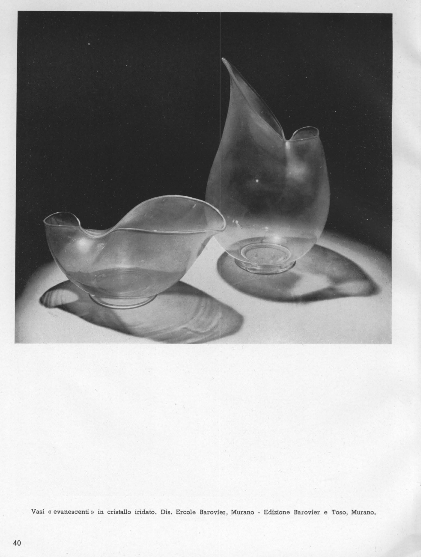 Vases iridescent crystal.** Designed by Ercole Barovier, Murano - Made by Barovier and Toso, Murano