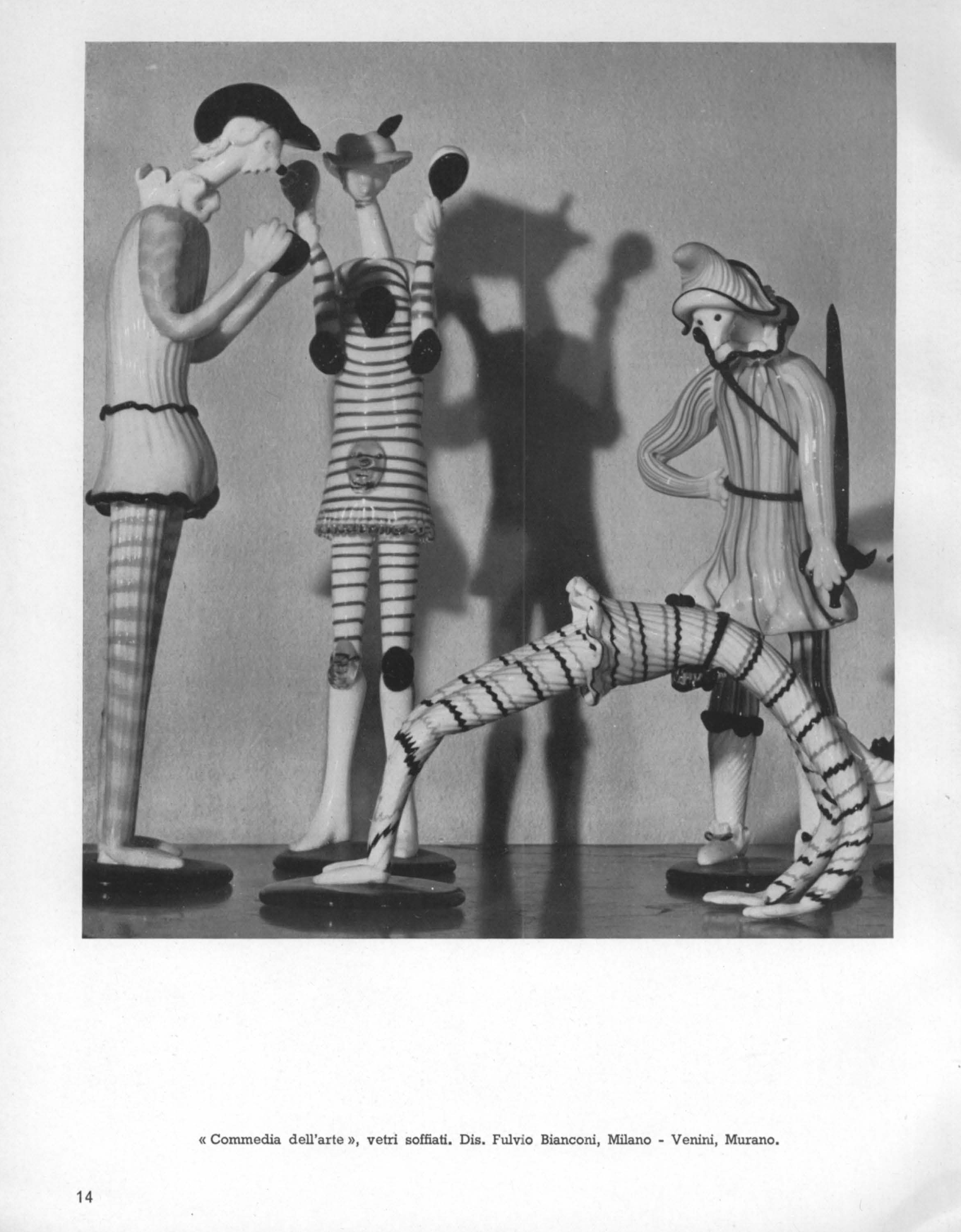 The comedy of art blown glass italian theatre figures Designed by Fulvio Bianconi, Milan - Executed by Venini, Murano.