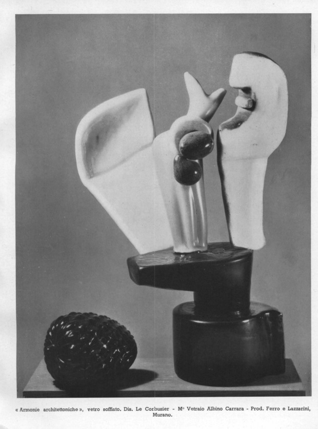 Architectural Harmonies of blown glass designed by Le Corbusier - Blown by Albino Carrara - Produced by Ferro and Lazzarini, Murano.