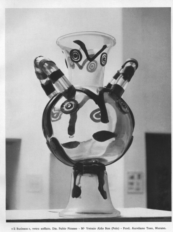 Burlesque of blown glass** designed by Pablo Picasso Blown by Aldo Bon (Polo) Produced by Aureliano Toso, Murano